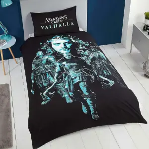 ins Creed Valhalla Reversible Duvet Cover Set Black/Blue (Single)