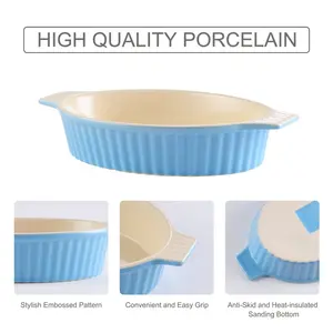  2-Piece Ceramic Baking Dish Set Blue