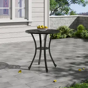 60cm Dia Round Outdoor Patio Dining Table with Umbrella Hole, Black