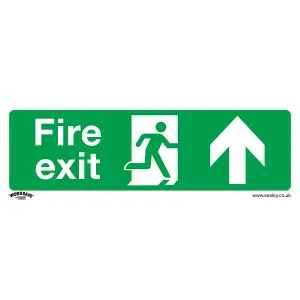 1x FIRE EXIT (UP) Health & Safety Sign - Self Adhesive 300 x 100mm Sticker