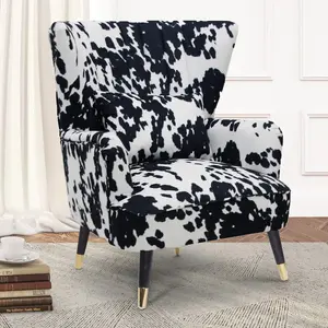 Fabric Cow Print Victoria Accent Wingback Chair