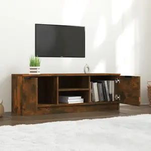 vidaXL TV Cabinet Smoked Oak 102x35x36.5 cm Engineered Wood