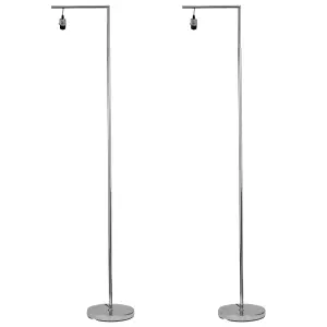 First Choice Lighting Set of 2 Chrome Angled Floor Lamps Base Only