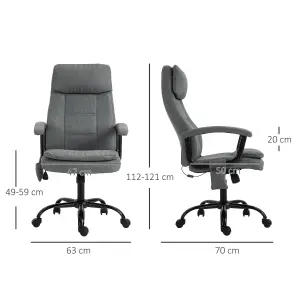 Vinsetto Massage Office Chair Linen Computer Chair with Adjustable Height Grey