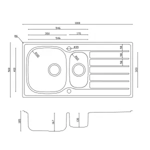 Liquida NR150SS 1.5 Bowl Reversible Inset Stainless Steel Kitchen Sink