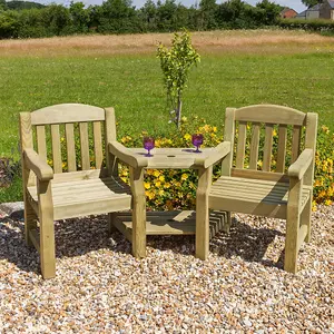 Zest Emily Wooden Companion Love Seat Garden Double Chair Bench