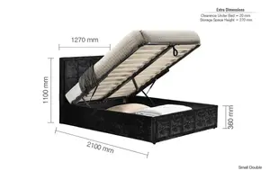 Birlea Hannover Small Double Ottoman Bed Black Crushed Velvet