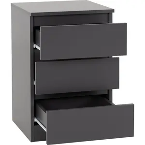 Braunstein 3 Drawer Bedside Table Grey