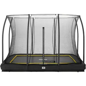 10ft x 7ft Salta Black Rectangular Comfort Edition Inground Trampoline with Enclosure