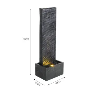 Outdoor Garden Wall Standing Water Feature Fountain with Warm Light W 340 x D 220 x H 980 mm