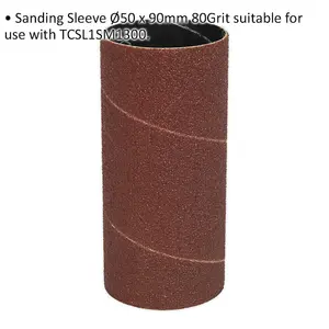 50mm x 90mm Bobbin Drum Sanding Sleeve - 80 Grit - Oscillating Aluminium Oxide