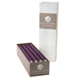 Northern Lights 12" Taper Candle Pack of 12 - Purple