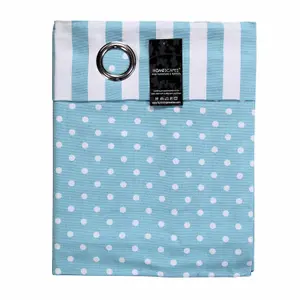 Homescapes Polka Dots Blue Ready Made Eyelet Curtain Pair, 137 x 182 cm Drop