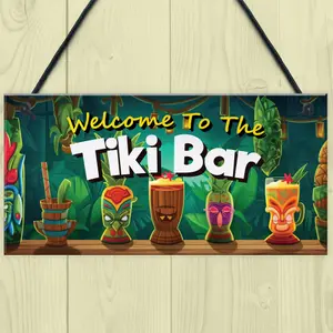 RED OCEAN Tiki Bar Welcome Hanging Bar Pub Plaque  Beach Decoration Sign Friendship Gift