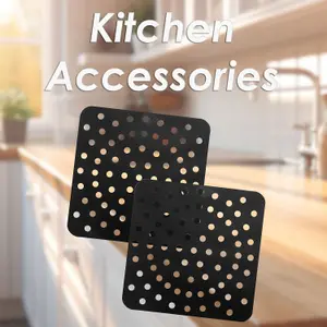 Air Fryer Liner Square 2 Pack Reusable Non Stick PTFE Liners Black