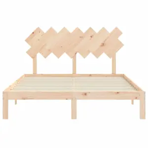 Berkfield Bed Frame with Headboard King Size Solid Wood