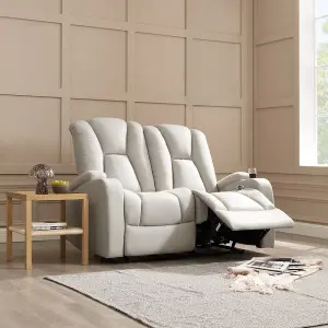 Hannah 2 Seater Electric Recliner, Light Grey Air Leather