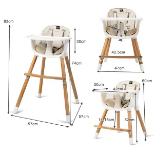 Costway 3 in 1 Baby Infant High Chair Feeding Dining Chair W/ Food Tray & Safety Belt