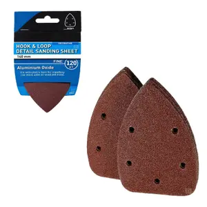 5 x Hook and Loop 140mm Detail Sanding Sheets 120 Grit Triangle Sandpaper Pads