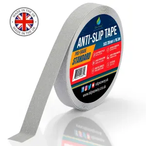 Non Slip Tape Roll Pro Standard Grade -Indoor/Outdoor Use by Slips Away - Grey 25mm x 18m