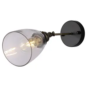 Industrial 1-Light Armed Sconce Wall Light with Clear Glass Shade