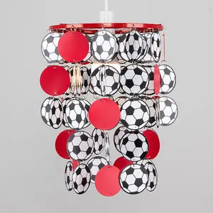 ValueLights Football Red Ceiling Pendant Shade and B22 GLS LED 6W Warm White 3000K Bulb