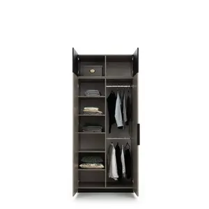 Elegant Ufficio Hinged Door Wardrobe H2400mm W1000mm D600mm with Shelves, Hanging Rails, and Closed Compartments