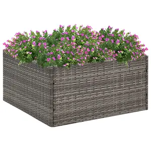 Berkfield Garden Planter Grey 80x80x40 cm Poly Rattan