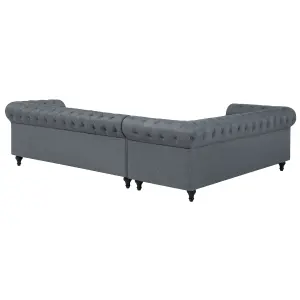 Right-Hand Corner Sofa CHESTERFIELD Grey Fabric Right Hand