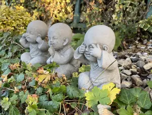 3 Small Monks Set Garden Ornaments