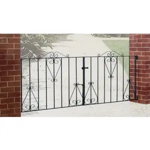 CLEVE Metal Scroll Double Driveway Garden Gate 2438mm GAP x 914mm High CDZP13