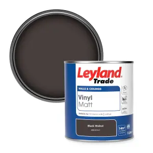 Leyland Trade Vinyl Matt Walls & Ceilings Emulsion Paint Black Walnut (PPG1014-7) 1L