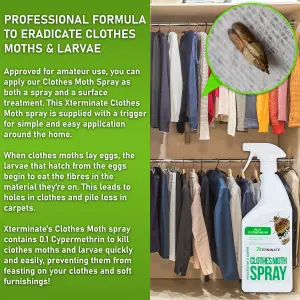 Xterminate Clothes Moth Killer Spray Treatment 2L Professional Strength Formula For Home Use