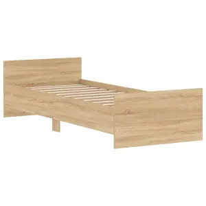 Berkfield Bed Frame Sonoma Oak 75x190 cm Small Single Engineered Wood