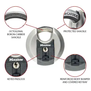 Master Lock Excell Heavy duty Stainless steel Closed shackle Disc Padlock (W)70mm