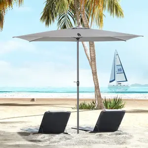 Outsunny 2.58m Aluminium Garden Parasol Sun Umbrella Angled Canopy Grey