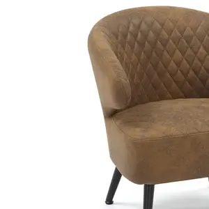 Faux Leather Suede Brown Guistina Accent Chair