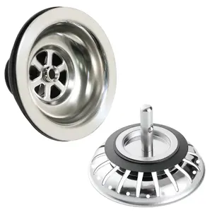 SPARES2GO Sink Strainer Basket Waste Drain Plug Chrome Plated Stainless Steel Kitchen Bathroom Basin (40mm, 1 1/2")