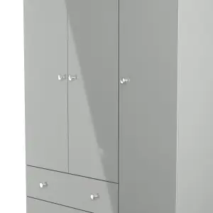 Yarmouth Ready assembled Modern Grey 2 Drawer Tall Triple Wardrobe (H)1960mm (W)1108mm (D)530mm