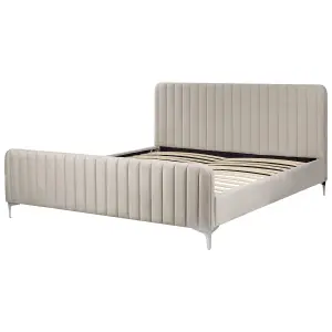 Velvet EU Super King Size Bed Taupe LUNAN