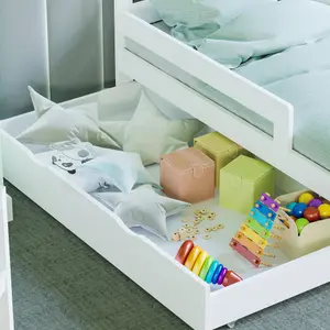 Junior Vida Taurus White Toddler Bed With Underbed Drawer Storage, 140 x 70cm