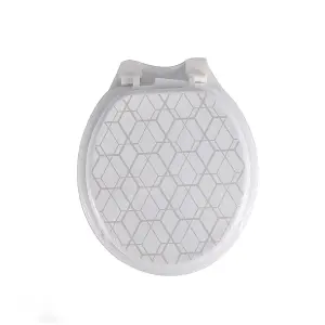 Geometric Pattern Printed Toilet Seat-Quick Release Toilet Seat