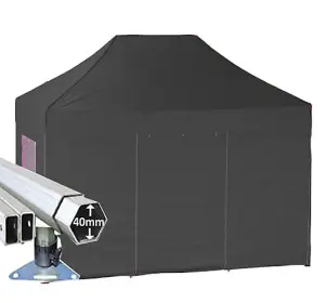 3m x 2m Extreme 40 Instant Shelter Pop Up Gazebos Frame, Canopy & Sides - Black