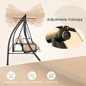 Costway 2-Seat Outdoor Patio Hammock Convertible Swing Chair Glider w/ Flat Bed