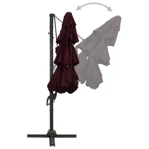 Berkfield 4-Tier Parasol with Aluminium Pole Bordeaux Red 3x3 m