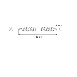 Diall Zinc-plated Carbon steel Dowel screw (Dia)8mm (L)80mm, Pack of 5