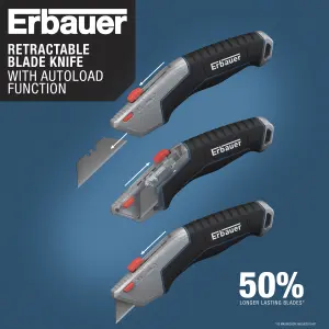 Erbauer 61mm Carbon steel Black Retractable knife