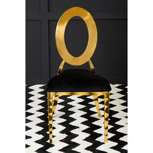 Interiors by Premier Stackable Gold Frame Dining Chair, Backrest Indoor Velvet Chair, Easy to Clean Bedroom Velvet Chair