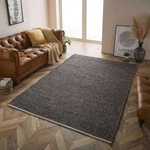 Melrose Savannah 100% Wool Charcoal Medium Area Rug 080/150cm