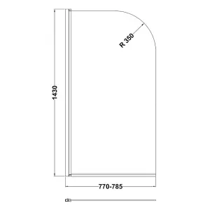 Dezine 800mm Frameless Curved Shower Bath Door - 6mm Glass